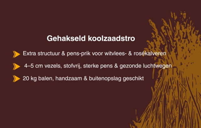 Gehakseld koolzaadstro, rosé, witvleeskalveren